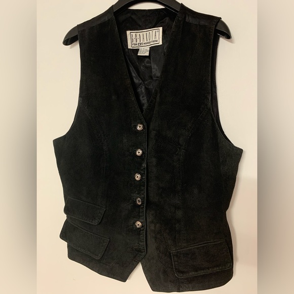 Vintage BB Dakota for Nordstrom Black Leather Suede Vest Medium - Picture 7 of 12